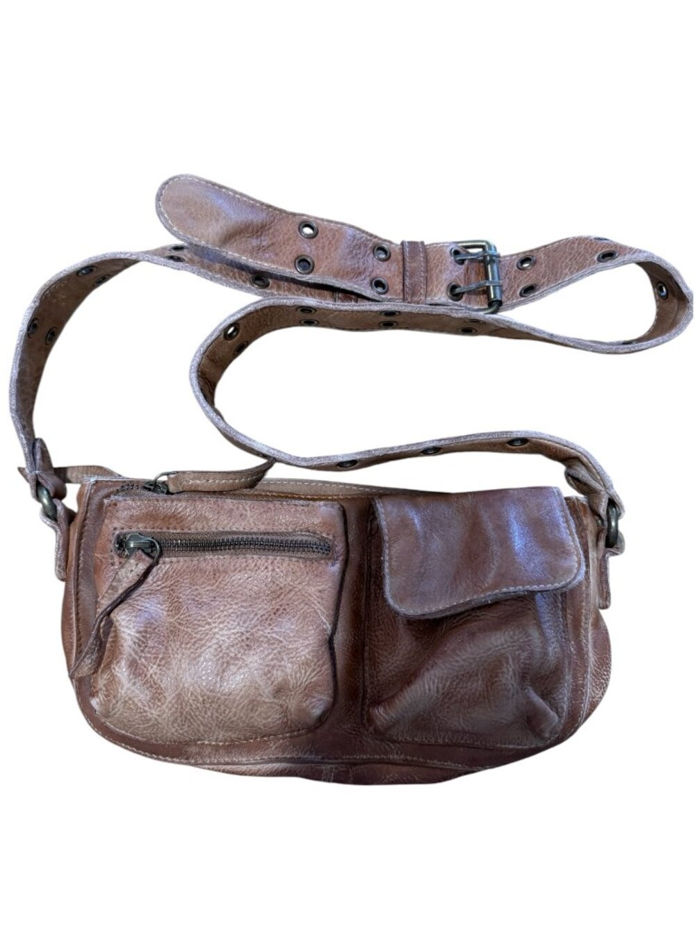 4/$20🧡 Free People Brown Leather Boho Crossbody Bag Fair TLC